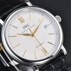 Portofino V7F 40MM White Dial YG Hands Black Leather Strap A2892 - Image 18