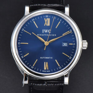 Portofino V7F 40MM Blue Dial YG Hands Black Leather Strap A2892