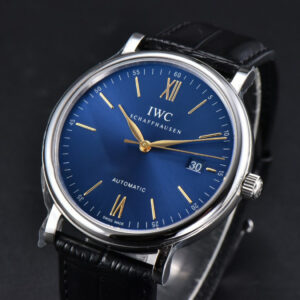 Portofino V7F 40MM Blue Dial YG Hands Black Leather Strap A2892 - Image 10