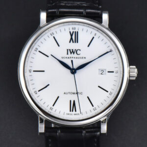 Portofino V7F 40MM White Dial Blue Hands Black Leather Strap A2892