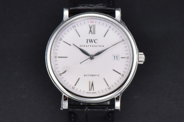 Portofino V7F 40MM White Dial Red Index Black Leather Strap A2892