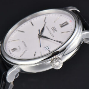 Portofino V7F 40MM White Dial Red Index Black Leather Strap A2892 - Image 17