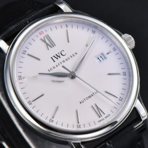 Portofino V7F 40MM White Dial Red Index Black Leather Strap A2892 - Image 18