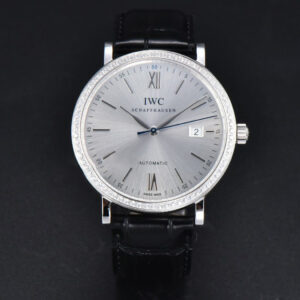 Portofino V7F 40MM Diamond Silver Dial Black Leather Strap A2892 - Image 9