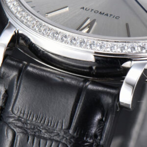 Portofino V7F 40MM Diamond Silver Dial Black Leather Strap A2892 - Image 16