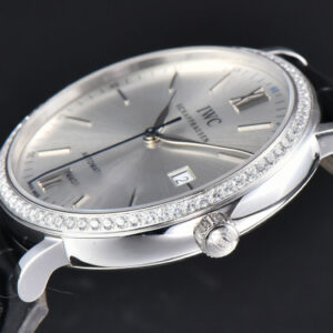 Portofino V7F 40MM Diamond Silver Dial Black Leather Strap A2892 - Image 17
