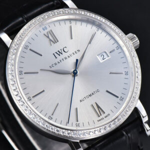 Portofino V7F 40MM Diamond Silver Dial Black Leather Strap A2892 - Image 18