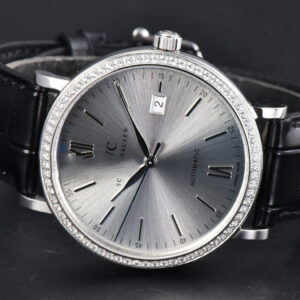 Portofino V7F 40MM Diamond Silver Dial Black Leather Strap A2892 - Image 19
