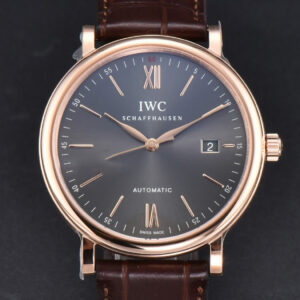 Portofino V7F 40MM RG Gray Dial RG Marker Brown Leather Strap A2892