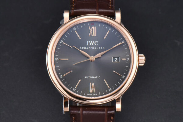 Portofino V7F 40MM RG Gray Dial RG Marker Brown Leather Strap A2892