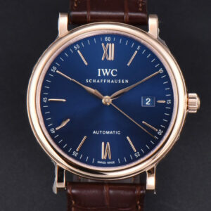 Portofino V7F 40MM RG Blue Dial RG Marker Brown Leather Strap A2892
