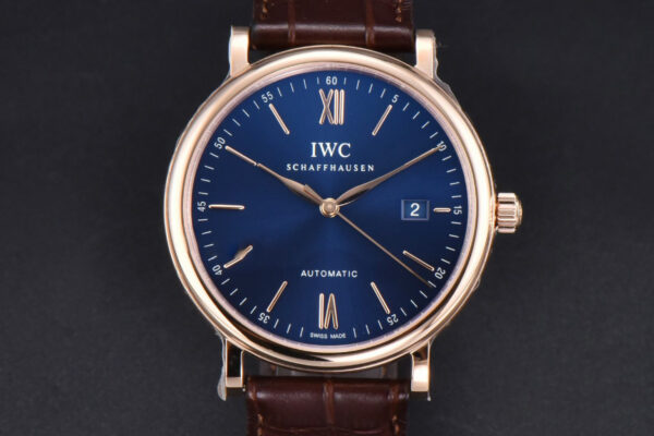 Portofino V7F 40MM RG Blue Dial RG Marker Brown Leather Strap A2892