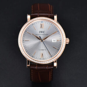 Portofino V7F 40MM RG Diamond Silver Dial RG Marker Brown Leather Strap A2892 - Image 7