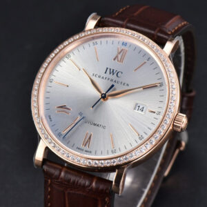 Portofino V7F 40MM RG Diamond Silver Dial RG Marker Brown Leather Strap A2892 - Image 8