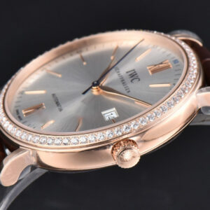 Portofino V7F 40MM RG Diamond Silver Dial RG Marker Brown Leather Strap A2892 - Image 15