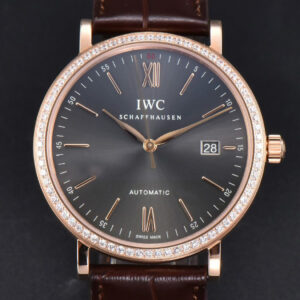 Portofino V7F 40MM RG Diamond Gray Dial RG Marker Brown Leather Strap A2892