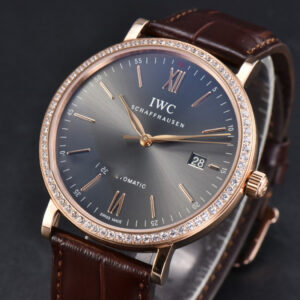 Portofino V7F 40MM RG Diamond Gray Dial RG Marker Brown Leather Strap A2892 - Image 9