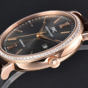 Portofino V7F 40MM RG Diamond Gray Dial RG Marker Brown Leather Strap A2892 - Image 16