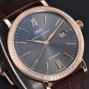 Portofino V7F 40MM RG Diamond Gray Dial RG Marker Brown Leather Strap A2892 - Image 17