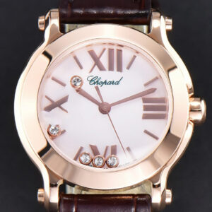Happy Sport ZF 30MM RG White Dial Black Leather Starp Swiss Quartz