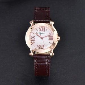 Happy Sport ZF 30MM RG White Dial Black Leather Starp Swiss Quartz - Image 4