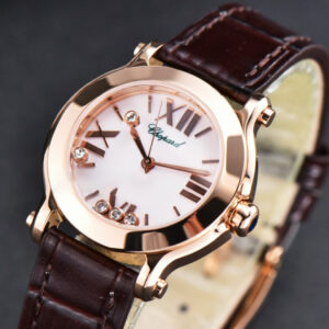 Happy Sport ZF 30MM RG White Dial Black Leather Starp Swiss Quartz - Image 5