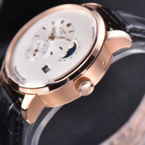 PanoMatic Lunar TZF RG 40MM White Dial Black Leather Strap A23J - Image 7