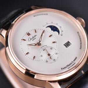 PanoMatic Lunar TZF RG 40MM White Dial Black Leather Strap A23J - Image 8