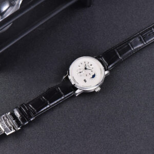 PanoMatic Lunar TZF 40MM White Dial Black Leather Strap A23J - Image 3