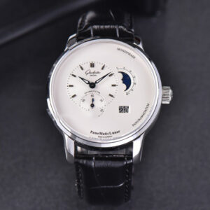 PanoMatic Lunar TZF 40MM White Dial Black Leather Strap A23J - Image 4