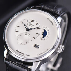 PanoMatic Lunar TZF 40MM White Dial Black Leather Strap A23J - Image 5