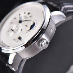 PanoMatic Lunar TZF 40MM White Dial Black Leather Strap A23J - Image 11