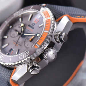 Planet Ocean Chrono 45.5mm OMF Gray Dial Orange/Black Rubber Strap A9900 - Image 7