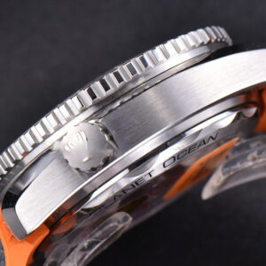 Planet Ocean Chrono 45.5mm OMF Gray Dial Orange/Black Rubber Strap A9900 - Image 9