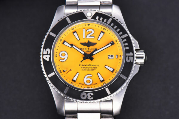 Superocean Automatic TF 44MM Yellow Dial Black Bezel SS Bracelet A2824