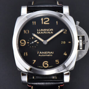 PAM910 TTF 44MM Black Dial Black Leather Strap P9010