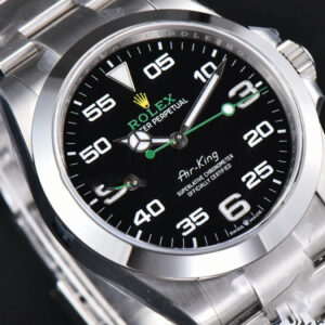 Air King 126900 40mm 904L Clean CF Black Dial SS Bracelet VR3230 - Image 11