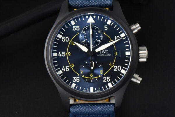 Pilot Chrono Blue Angels Black Ceramic 44mm YLF Blue Diam Blue Leather Strap A7750