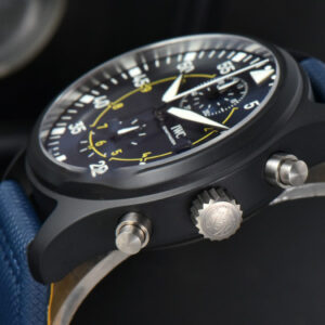 Pilot Chrono Blue Angels Black Ceramic 44mm YLF Blue Diam Blue Leather Strap A7750 - Image 7