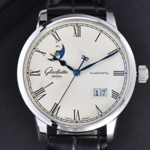 Excellence Panorama V9F 40MM SS Date Moonphase White Dial Black Leather Strap A100
