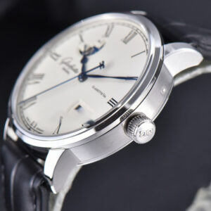 Excellence Panorama V9F 40MM SS Date Moonphase White Dial Black Leather Strap A100 - Image 8