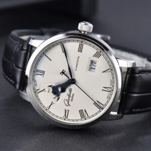 Excellence Panorama V9F 40MM SS Date Moonphase White Dial Black Leather Strap A100 - Image 11