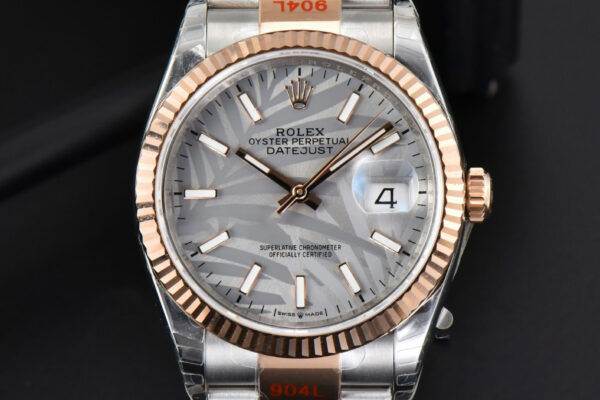DateJust 36MM RG/SS EWF Silver Plam Dial Oyster Bracelet A3235