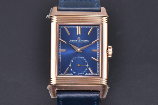 Master Reverso Tribute Small Seconds MGF 30x47MM RG Blue Dial Blue Leather Strap A854A