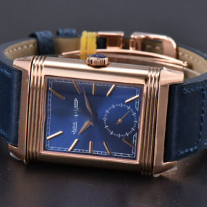 Master Reverso Tribute Small Seconds MGF 30x47MM RG Blue Dial Blue Leather Strap A854A - Image 9