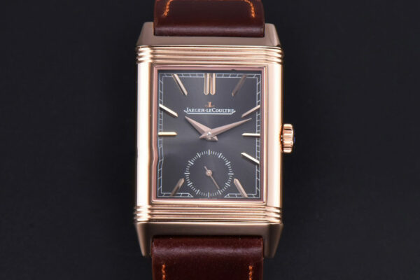 Master Reverso Tribute Small Seconds MGF 30x47MM RG Gray Dial Brown Leather Strap A854A