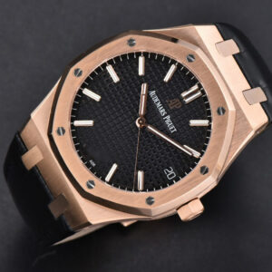 Royal Oak 15500 41mm RG APSF Black Textured Dial Black Leather Strap SA4302 - Image 3