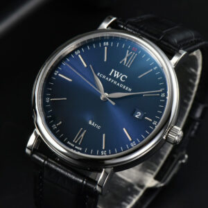 Portofino Automatic 40mm ZF Blue Dial Silver Hands Black Croc Strap A9019 - Image 14
