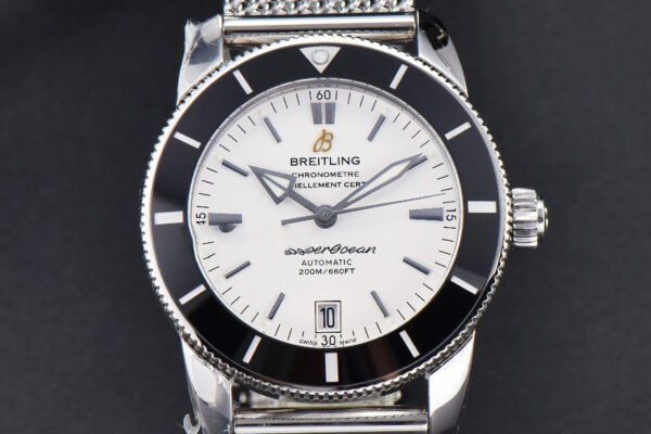 SuperOcean Heritage II GF 42MM White Dial Black Bezel SS bracelet A2824