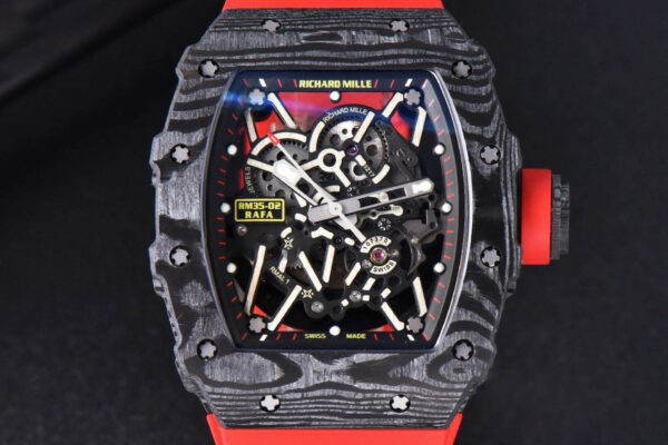 RM035-02 Real NTPT ZF Skeleton Dial on Red Rubber Strap NH05A V5